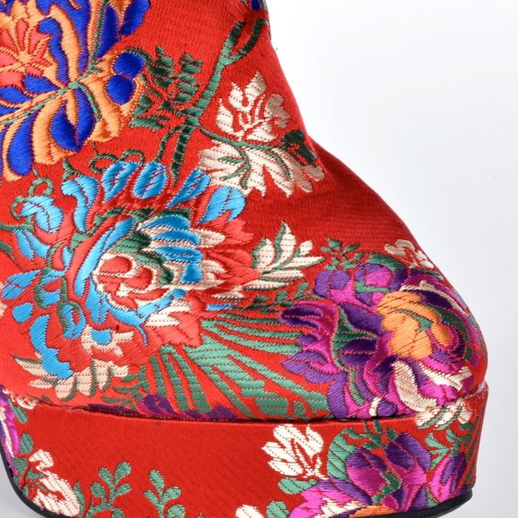 Bamboo Connection-02M Red Floral Bootie - Picture 5 of 5